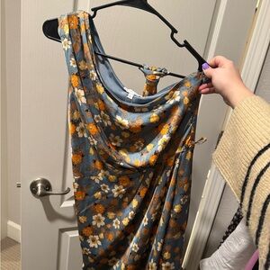 Baltic Born Floral Midi Dress - Blue and Orange